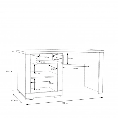 Białe biurko 140x70 cm z szufladą i szafką